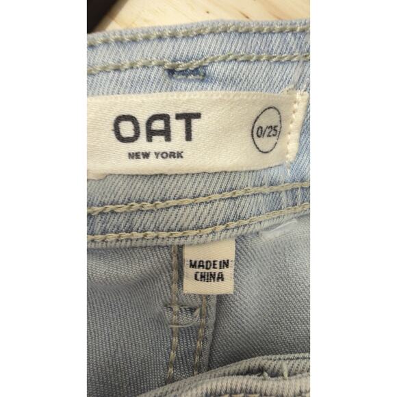 OAT New York Womens Size 0/25 High Rise Wide Leg Jeans Pants Raw Hem - Picture 11 of 13